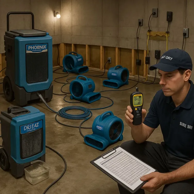 Structural Drying and Dehumidification process in Santa Susana, CA